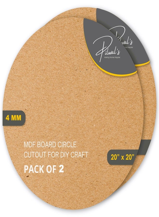Pilwal's™ 20"x20" inch (10" inch Radius) Round MDF Board for Art & Crafts | MDF Circle Boards Pack of 2 for Painting, Resin, Lippan Art,Mandala Art & DIY Projects. (20"x20" INCH, 2 PCS, 4MM) - Image 1